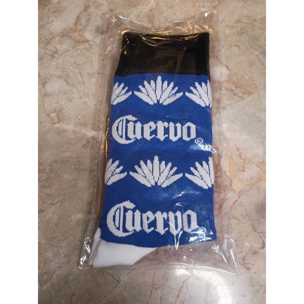 Jose Cuervo Tequila Logo Crew Socks Blue White Black Novelty Agave Print New